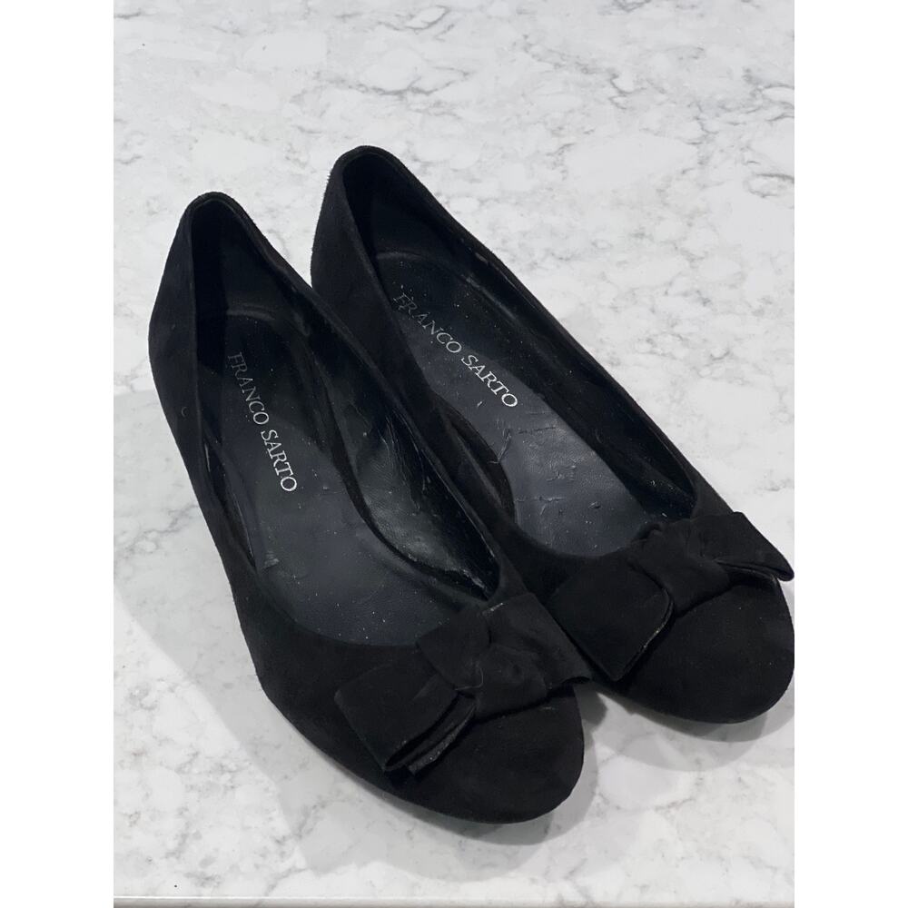 Franco Sarto Women’s L. Amigo Bows Velvet Leather Slip On Shoes Size 8.5M Black